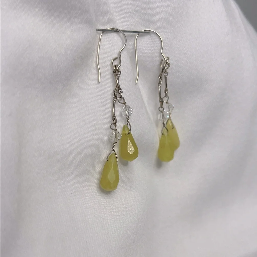 Citron and Crystal Drop Earrings
